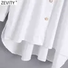 Women Fashion Diamond Buttons Decoration White Poplin Smock Blouse Office Ladies Loose Shirts Chic Blusas Tops LS7408 210416