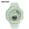 Sanda Luxo Esporte Mulheres Militares Watches 5atm Waterproof Moda Branca Quartz relógio para relógio feminino Relogio Feminino G1022