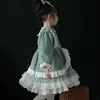 Baby Girl Spanish Vintage Princess Dress Toddler Lolita Gown per il compleanno Vestidos Kid maniche lunghe Abiti verdi 210615