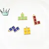 Breloques en émail de jeu Tetris, pendentif en métal, boucle d'oreille de couleur dorée, accessoires de bijoux à la mode, DIY, 10 pièces/paquet