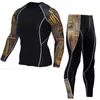 Winter Heren Thermische Ondergoed Lange Mouwen Fitness Panty Sportkleding Compressie Elastische Track en Veld Draagkleding Heren 211123