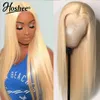 613 Honey Blonde Human Hair Wig 20-28 tum Vattenvåg / Straight Syntetisk Brasiliansk Inga Lace Front Pärlor för kvinnor