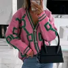 Kobiety S Cardigans Knitted V-Neck Moda Damska Sweter Sweter Długim Rękawem Zagęścić Ciepłe Luźne Nowy Knitwear Płaszcz Casual