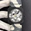 42mm Mannen horloge automatische polshorloge Sapphire BR03-92 Limited Edition PVD SS Topkwaliteit Waterdichte stof Outdoor riem Camouflage BR03 Militaire stijl