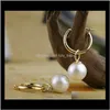 Stud Jewelry Drop Delivery 2021 A Pair Of 10-11Mm South Sea White Round Pearl Earrings 14K Gold Clasp Dlf1S