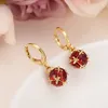 Queen Red color ZirconCZ Pendant Earring Bridal Wedding Jewelry Sets with fine gold G F Necklaces Set Women girls301t