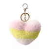 Designer Nyckelring Rainbow Plysch Peach Heart Keychain Party Favor Multicolor Love Pendant Bag Bil Tillbehör W-00772