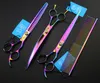 Joewell 8,0 дюйма Rainbow Rainbow Ruash / Thinning Scissors Kit с кожаным чехол Профессиональный набор домашних животных