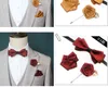 3PCS Men Women Ribbon Bow Tie Set Handmade Wedding Shirt Collar Necktie Bowtie Handkerchiefs Flower Pin Brooch Pocket Square