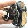 Montres-bracelets Lo Mas Vendido Hommes Crâne Montres Clamshell Creative Hip Hop Style Mode Steampunk Reloj Hombre Cuero Gift2867