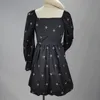 Zwart Wit Bloemen Geborduurde Mini Jurk Dames Lange Mouw Casual Zomer Koreaanse Mode Vestidos Robe Femme 210514