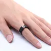 Anillo de acero inoxidable negro vintage de lujo de 6 mm anillos de circón redondos para hombres/mujeres accesorios anillo de compromiso de boda de moda X0715