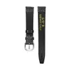 YQI 12mm 14mm 16mm 18mm 20mm Strap Lizard Calf Genuine Leather band Thin Soft Black Watch Band For Woman Man watches