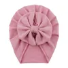 18*20 CM couleur bonbon à la main nœud papillon bébé filles chapeaux élastiques doux pour la peau chaud nouveau-né casquettes mode arcs chapeaux