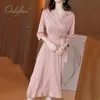 Sommar eleganta kvinnor satin silke glänsande bälte party rosa midi klänning plus storlek xxxl 210415