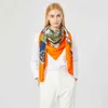 130см Twill Silk Horse Printing Big Square Scarf Женщины Bandana Шаль Роскошные Бренд Бренд Follard Frack Wraps Для Дамы ECHARPE