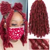 Syntetisk fjäril locs crochet hair 12 "14" Bourgogne Red Butterfly Distressed Braiding Hair 6pcs Bobo Faux Dreads Lochs Hair