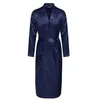 Men's Sleepwear Robe De Chambre Homme Navy Blue Chinese Men Silk Rayon Casual Kimono Yukata Bathrobe Gown Size S M L XL XXL