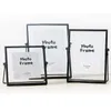 Creative Glass Floating Photo Frame Nordic Metal Wire Desktop Picture Holder Home Wedding Decor Gold Silver Black 4x4 4x6 4x7