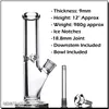 12 heavy 9mm thickness glass bong downstem bowl accessories 980g hookahs straight notches 18 8mm joint waterpipe with 14 18 14mm cone