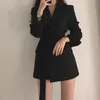Koreański Szczupła Elegancka Kariera Damska Dress Blazer Czarny Biały Pas Kobieta Office Wiosna Letnia Biuro Lady Blazers w magazynie 210518