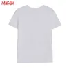 Tangadaの女性の爆水の白い綿Tシャツ半袖レディースカジュアルなティーシャツハイストリートウェアトップ4H42 210609