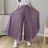 Mode Été Lâche Plissée Jupes En Mousseline De Soie Pantalon Femme Neuvième Taille Haute Verticale Plus Taille Jupe 90H 210420