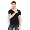 Män Kortärmad T-shirts Sommar Solid V Neck Slim Fit Modal Tee Plus Size XXXL Andningsbar Tshirts Man