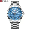 Curren relógios mens 2020 moderno quartzo aço inoxidável relógios de pulso para homem sier azul negócios criativos relógios montre homme q0524