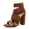 Gladiator Sandals Fashion Women High Heels Open Toe Ankle Strap Elastic Band Shoes Size 35-40 Pumps Black