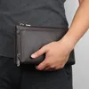 Práctico bolso de mano de cuero genuino para hombre, cartera para teléfono de negocios, tarjetero, dinero