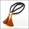 Bracelets Jewelry Link, łańcuch 8 mm naturalny onyx czarny kamień Rudraksha Tassel wisiorek 33 Kulki modlitewne Islamskie muzułmańskie tasbih mohammed Rosary Me