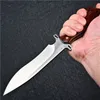 High Quality Survival Straight Knife D2 Satin Drop Point Blades Full Tang Rosewood Handle Fixed Blade Knives With Leather Sheath