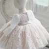 Dantel Çiçek Kız Parti Elbise Stil Şampanya Kabarık Balo Performans Akşam Çocuk Giysileri 1-10Y E36165 210610