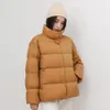 Winter Duck Down Kurtka Kobiety Ultra Light Down Coat Casual Loose Stand-Up Collar Odzież Wodoodporna Wiatroszczelna Outwear