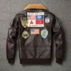 G1 Air Force Flight Leather Jacket Men's Wool Collar Top Layer Cowhide och Cotton Gun Samma som Tom