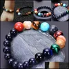 Beaded, Strands Bracelets Eight Planets Bead Stone Universe Yoga Solar Chakra Bracelet For Women Men Jewelry Gifts 1 Drop Delivery 2021 C0J6