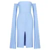 Ocstrade Sommer Vestidos Bandage Trend Frauen Mode Blau Off Schulter Kleid Bodycon Promi Abend Party 210527