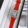 Fashion Brand Watches Women Girl Square Crystal Style High Quality Leather Strap Wrist Watch CA572616