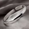 Foxanry 925 Sterling Silver Terndy Couples Cuff Bangles Simple Smooth Bracelet Jewelry for Women Size 64mm Adjustable8158624