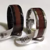 25st Silver Black Retro Wood rostfritt stål Band ringar män kvinnor mode finger ringar hela rostfritt stål smycken lots2434