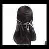 Beanie/Skull Hats Caps Hats, Scarves & Gloves Drop Delivery 2021 Fashion Mens Satin Durags Bandanna Turban Wigs Men Silky Durag Headwear Head