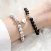 Schakel, Ketting 2 stks/set Magneet Armbanden Paar Vintage Bijpassende Braslet Steen Afstand Gepaarde Armband Liefhebbers Sieraden Valentijnsdag Cadeau