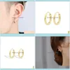 Bijoux de manchetteshishang S925 Sier Trendsetter boucle d'oreille de tube carré lisse bijoux pour hommes et femmes boucles d'oreilles de mode coréenne livraison directe 2021