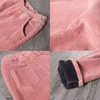 Samt Warme Winter Hosen für Frauen Elastische Taille Cord Harem Hose Lose Feste Taschen Oversize Streetwear Hosen Frauen 211216