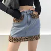 Leopard tryckt kvinnors y2k minikjolar sexiga vintage mager bodycon estetiska kjolar streetwear harajuku 90s kjolar cuteandpscho y0824