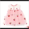 Bébé, maternité été bébé filles robe cerises sans manches enfants vêtements coton imprimer floral tulle mignon bébé robe goutte