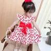 2021 Summer Pineapple Printed Children's Girl's Vest Dress Small Flying Sleeve Dresses Fashion Cute Bowknot Kids Beach Skirt Clothes G4IVFI3