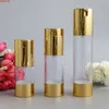Nieuwe Gouden Cosmetische Airless Lotion Bottle Essence Serum Packaging Pump Flessen 15ml 30ml 50ml lege make-upcontainers 100 stks / lotgoods