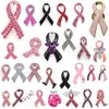 50 PCS/LOT Fashion Brooches Pink Ribbon Breast Cancer Awareness Rhinestone Enamel Medical Pins For Nurse Accessories